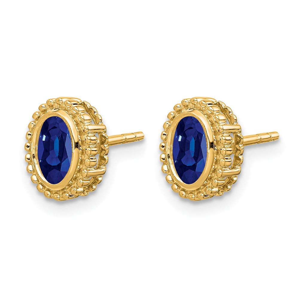 14k Oval Sapphire Post Earrings (EM7202-SA-Y)