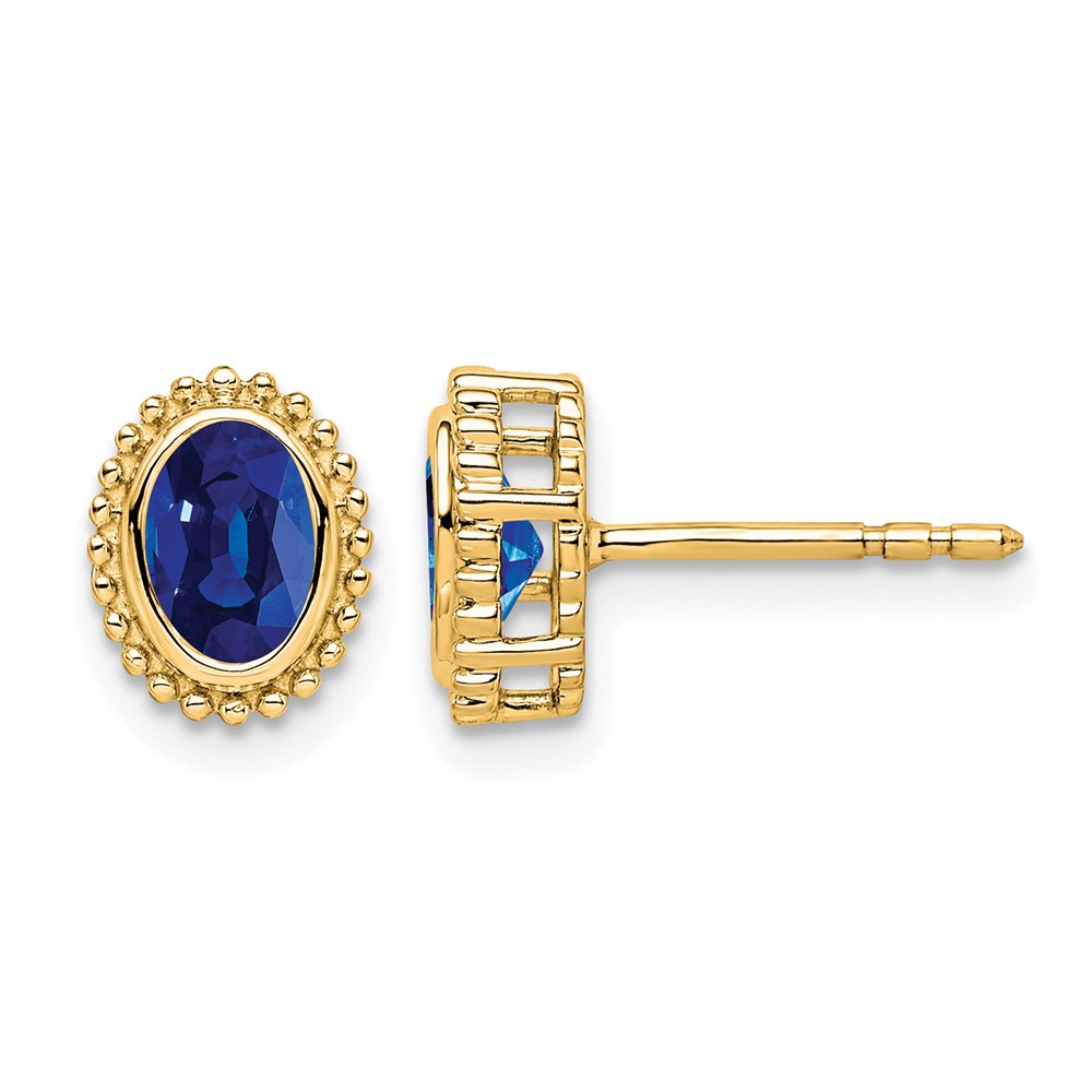 14k Oval Sapphire Post Earrings (EM7202-SA-Y)
