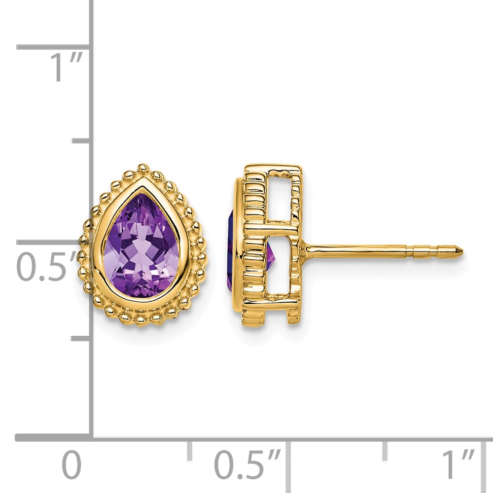 14k Pear Amethyst Post Earrings (EM7203-AM-Y)