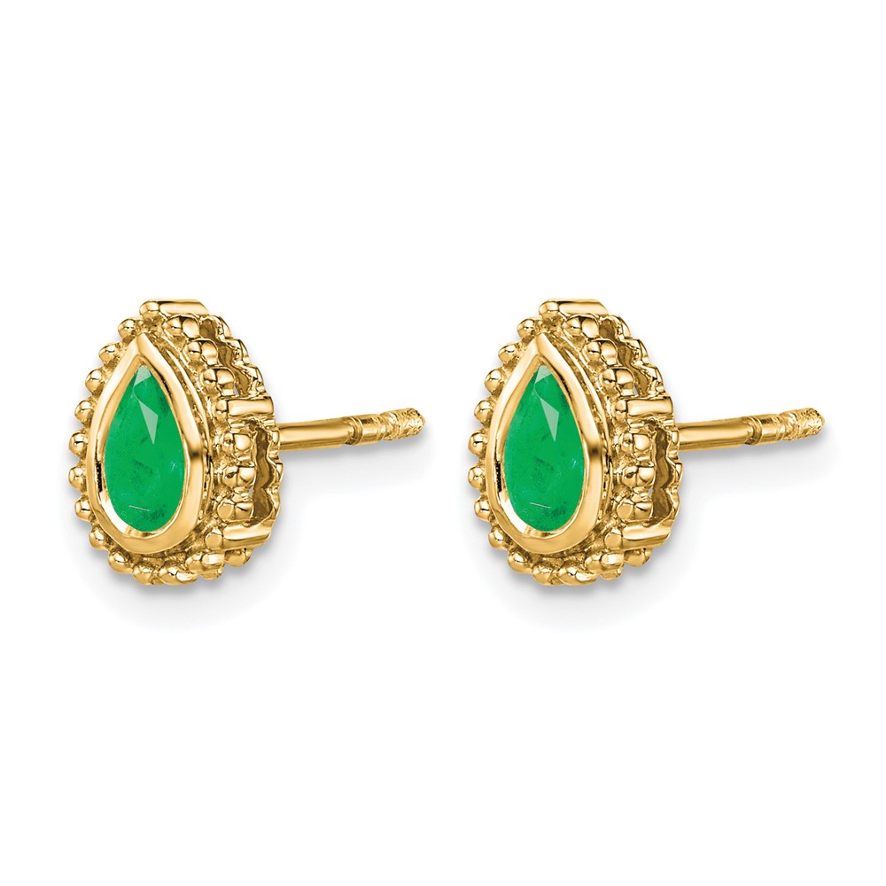14k Pear Emerald Post Earrings (EM7203-EM-Y)
