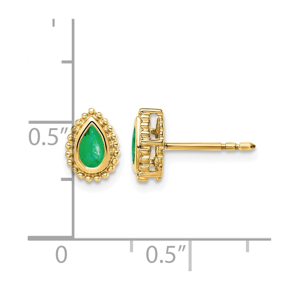 14k Pear Emerald Post Earrings (EM7203-EM-Y)