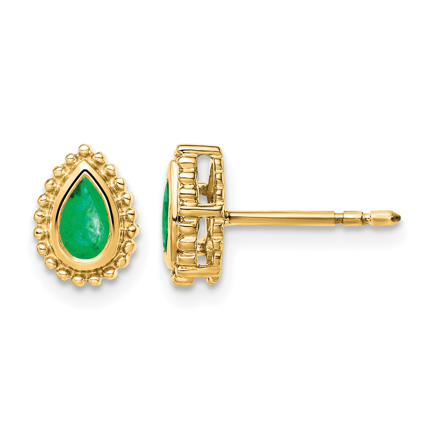 14k Pear Emerald Post Earrings (EM7203-EM-Y)