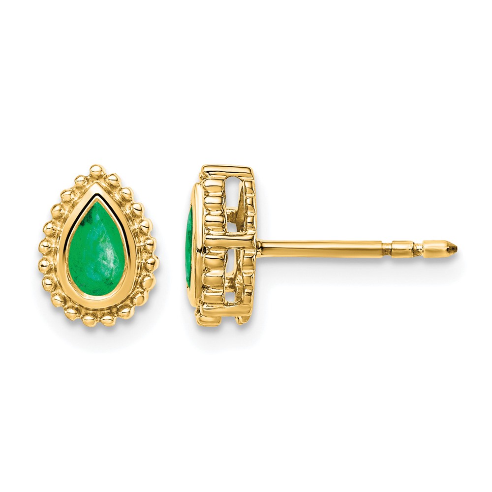 14k Pear Emerald Post Earrings (EM7203-EM-Y)