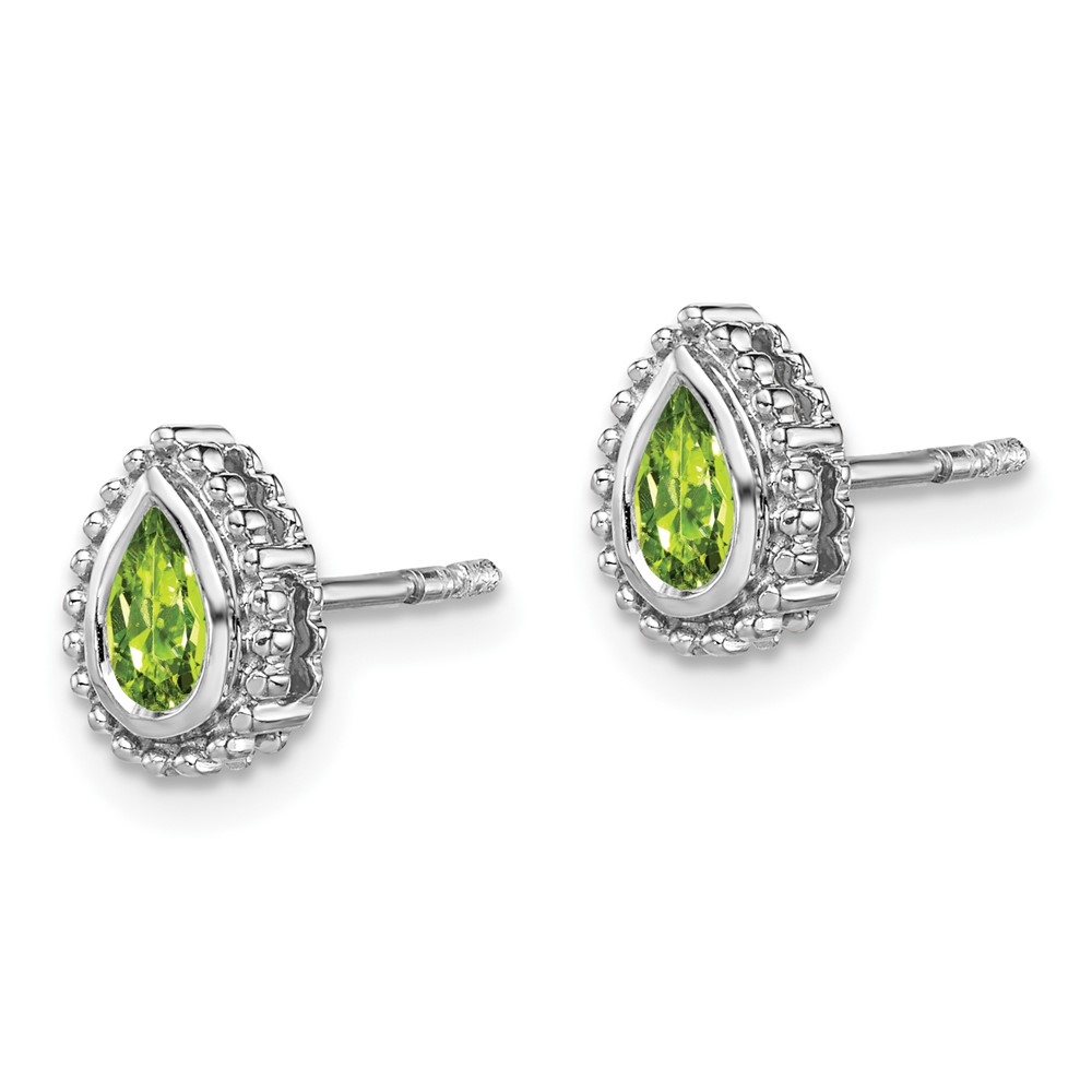 14k White Gold Pear Peridot Post Earrings (EM7203-PE-W)