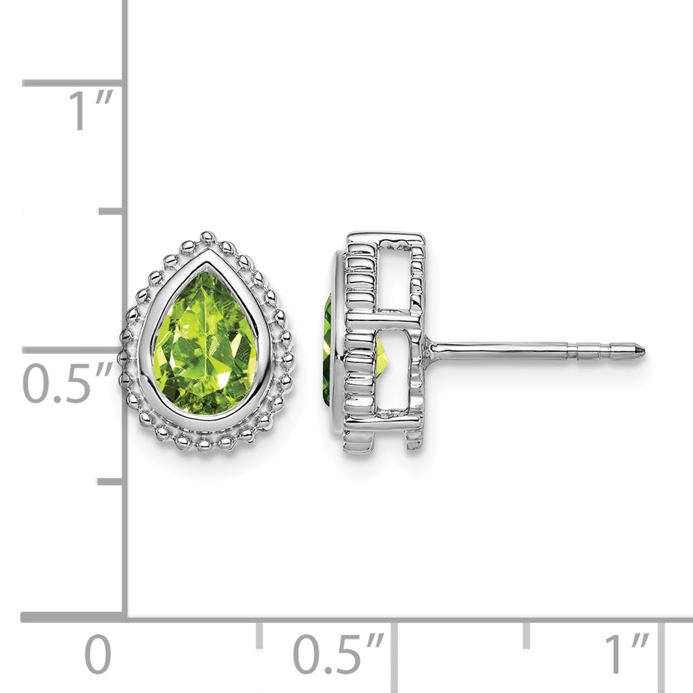 14k White Gold Pear Peridot Post Earrings (EM7203-PE-W)