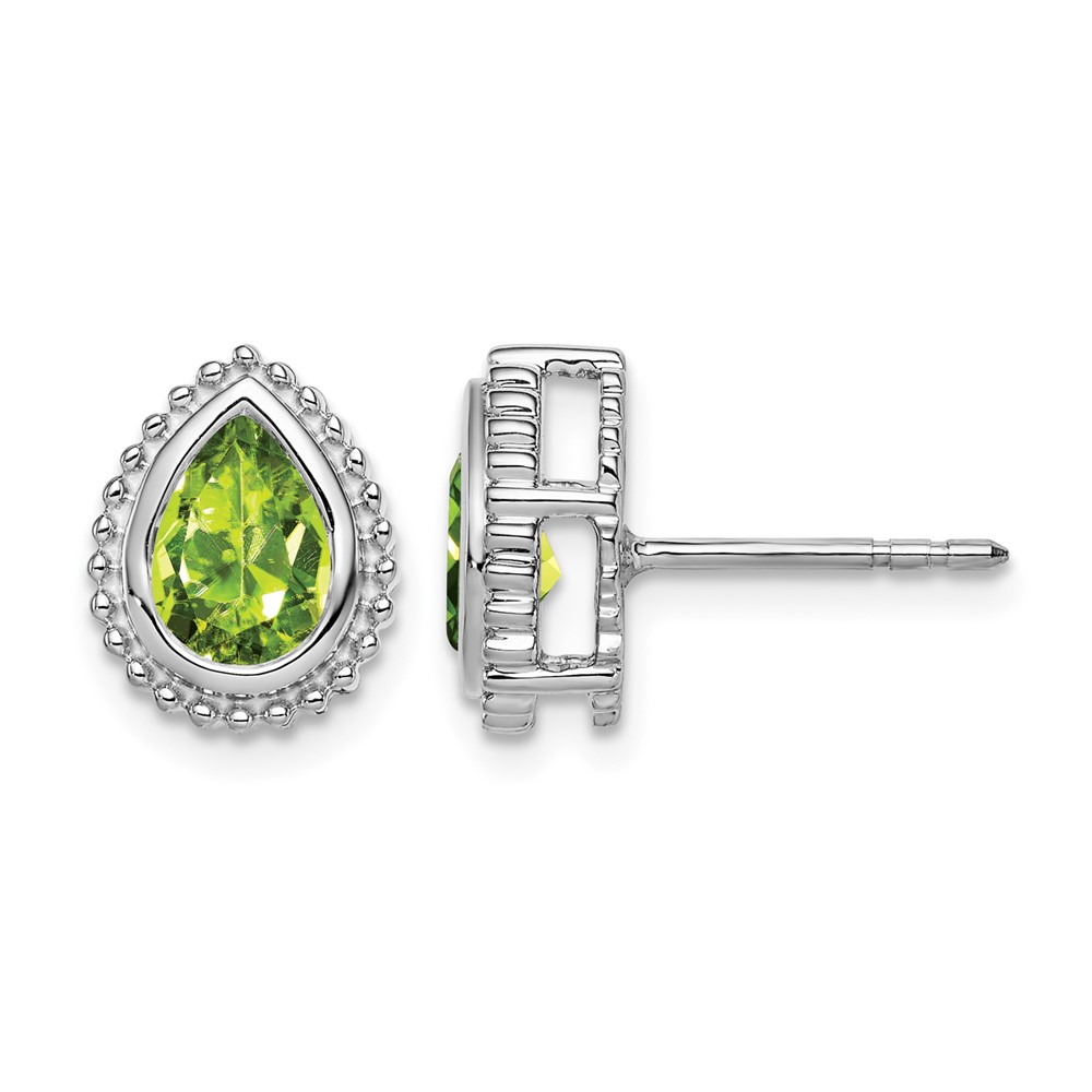 14k White Gold Pear Peridot Post Earrings (EM7203-PE-W)