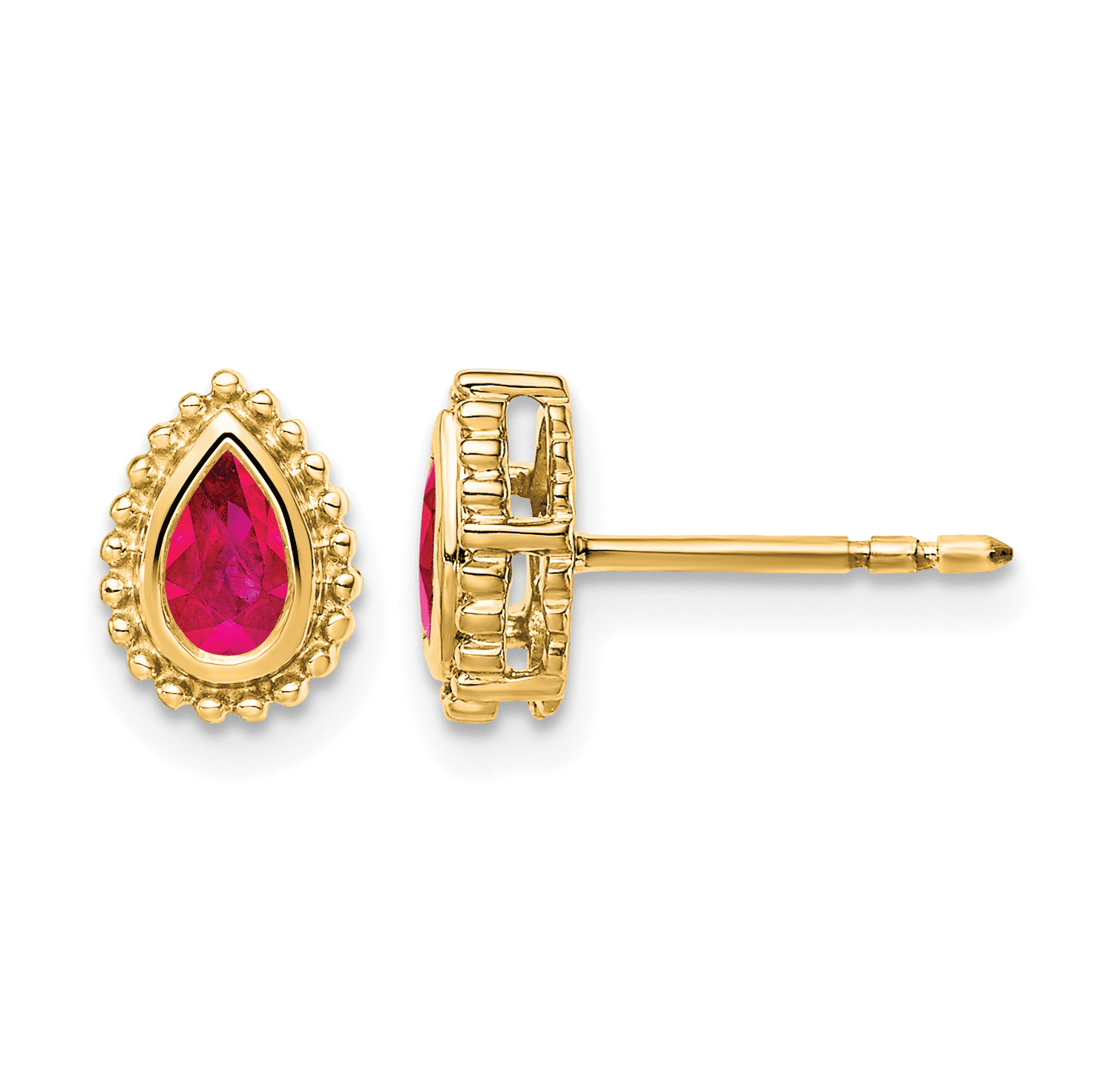 14k Pear Ruby Post Earrings (EM7203-RU-Y)