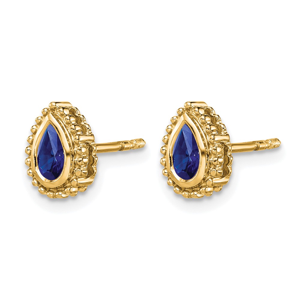 14k Pear Sapphire Post Earrings (EM7203-SA-Y)