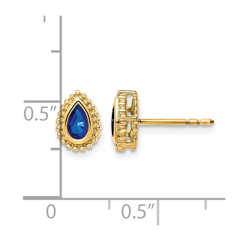 14k Pear Sapphire Post Earrings (EM7203-SA-Y)