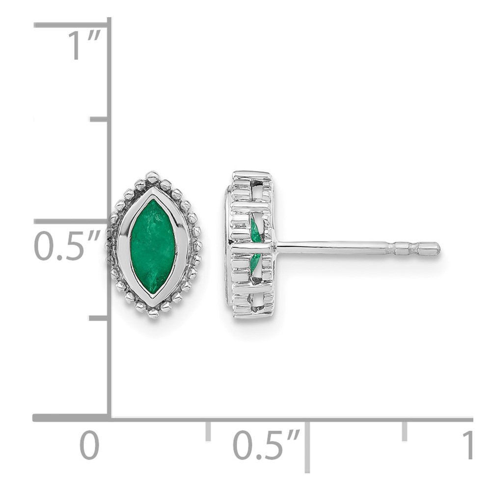 14k White Gold Marquise Emerald Post Earrings (EM7204-EM-W)
