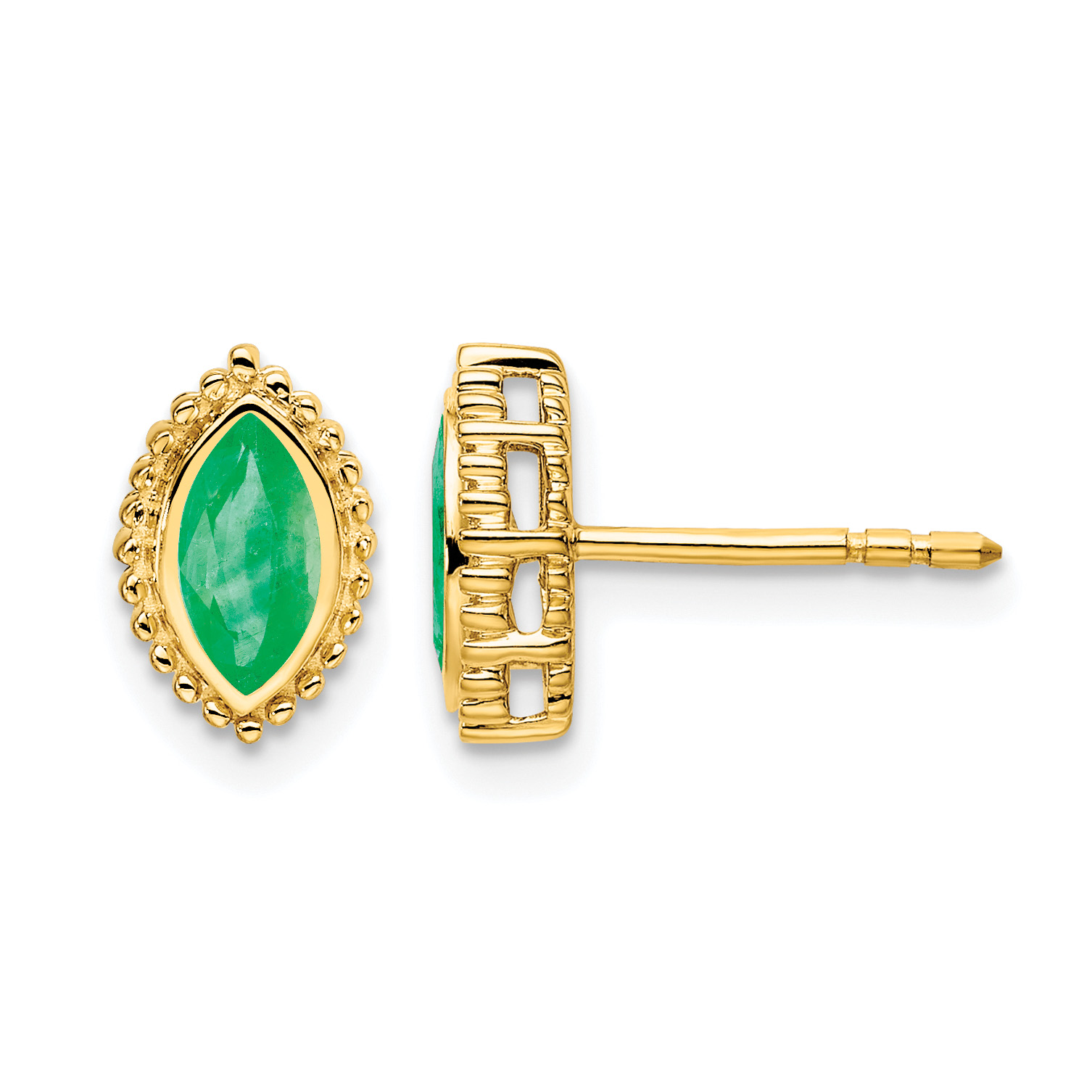 14k Marquise Emerald Post Earrings (EM7204-EM-Y)