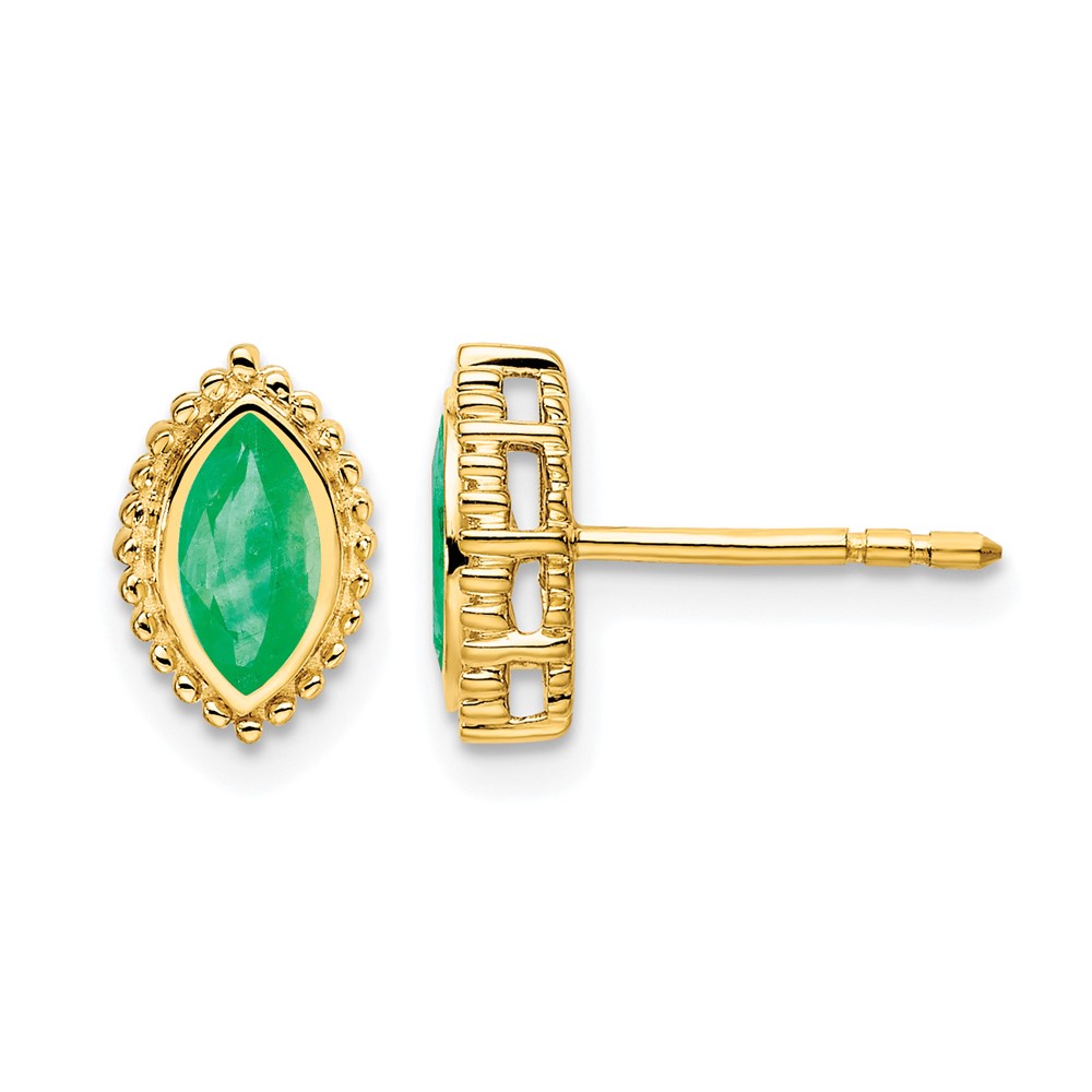 14k Marquise Emerald Post Earrings (EM7204-EM-Y)