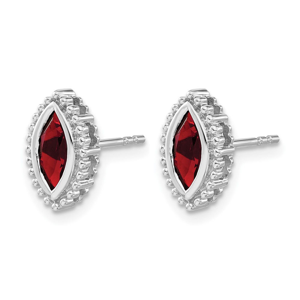 14k White Gold Marquise Garnet Post Earrings (EM7204-GA-W)