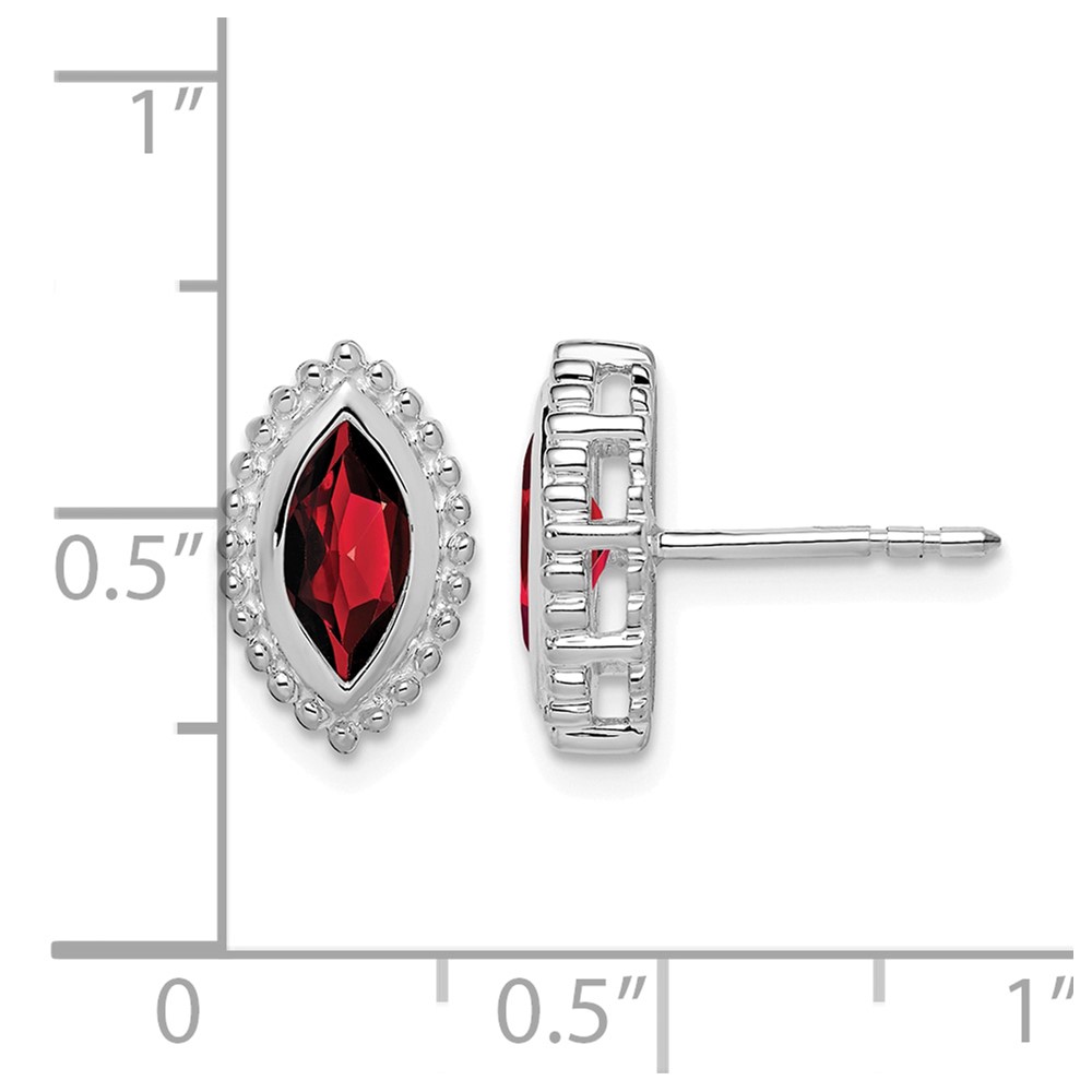 14k White Gold Marquise Garnet Post Earrings (EM7204-GA-W)