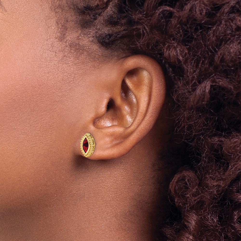 14k Marquise Garnet Post Earrings (EM7204-GA-Y)