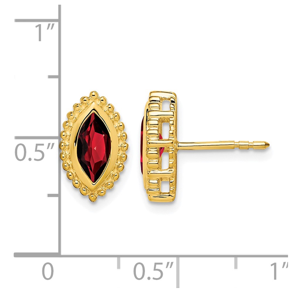 14k Marquise Garnet Post Earrings (EM7204-GA-Y)