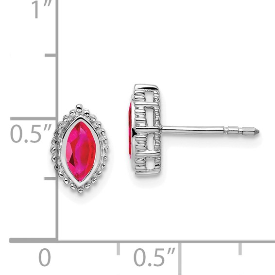 14k White Gold Marquise Ruby Post Earrings