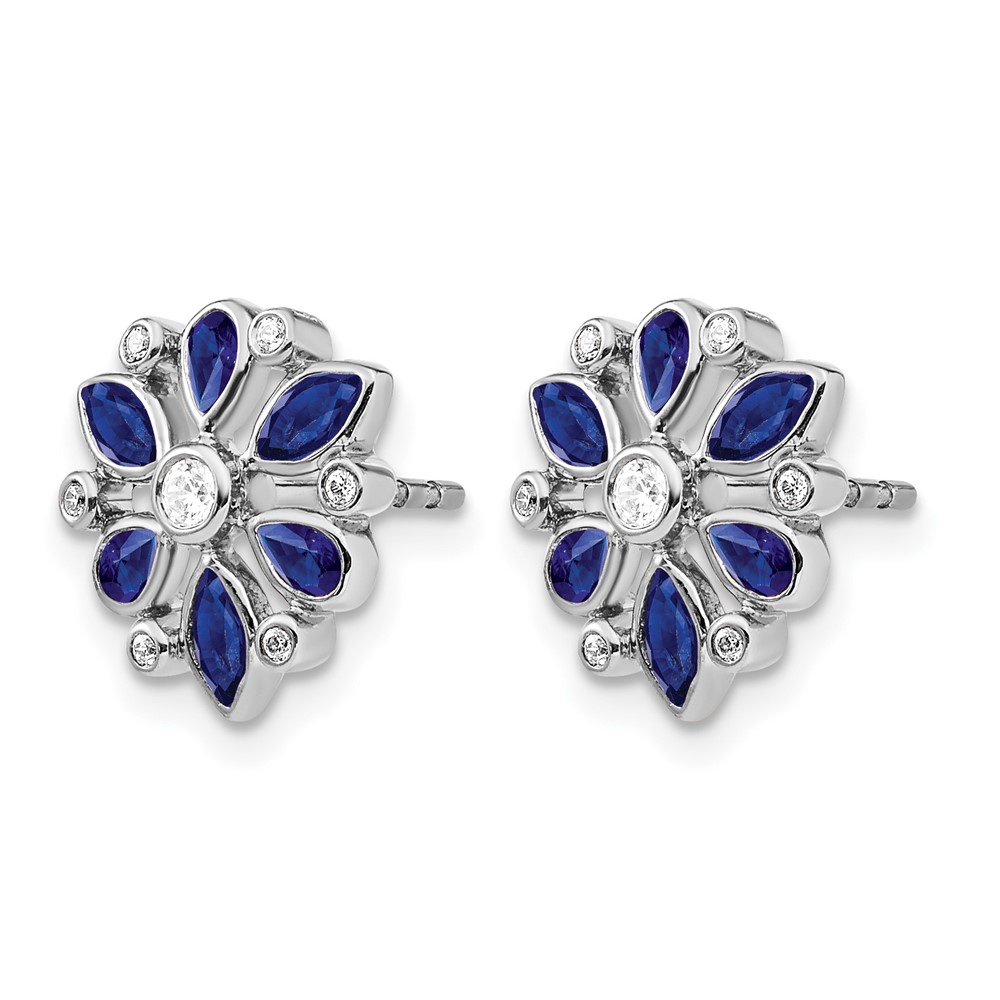 14k White Gold Sapphire and Diamond Post Earrings (EM7219-SA-013-WA)
