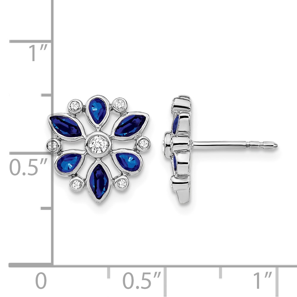 14k White Gold Sapphire and Diamond Post Earrings (EM7219-SA-013-WA)