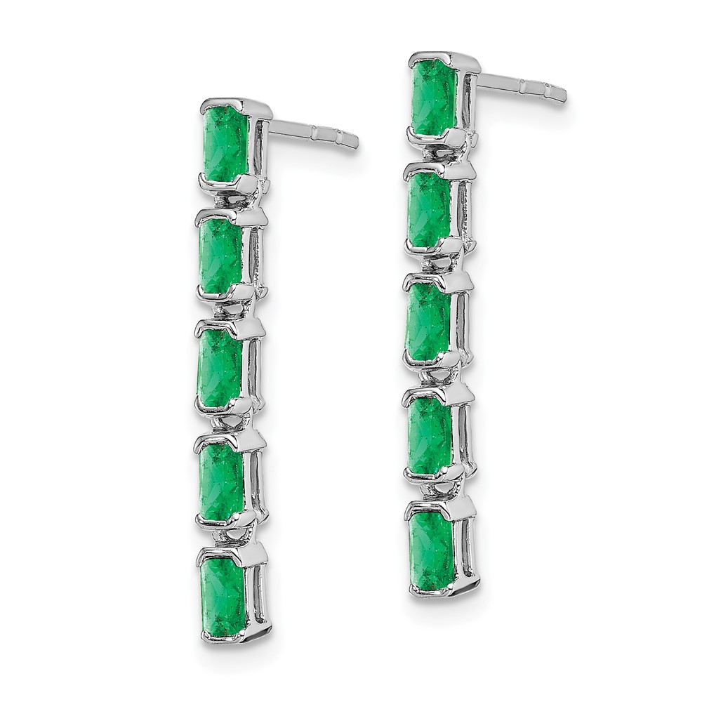 14k White Gold Emerald 5-stone Dangle Earrings (EM7224-EM-W)