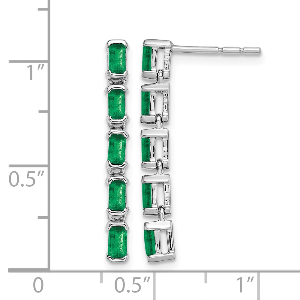 14k White Gold Emerald 5-stone Dangle Earrings (EM7224-EM-W)