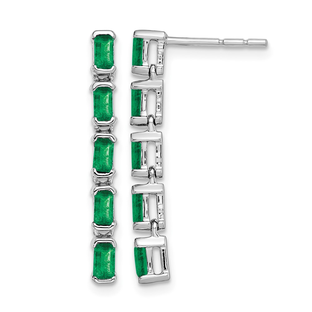 14k White Gold Emerald 5-stone Dangle Earrings (EM7224-EM-W)