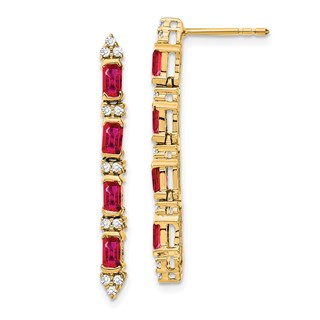 14k Yellow Gold Ruby and Diamond 4-stone Dangle Earrings