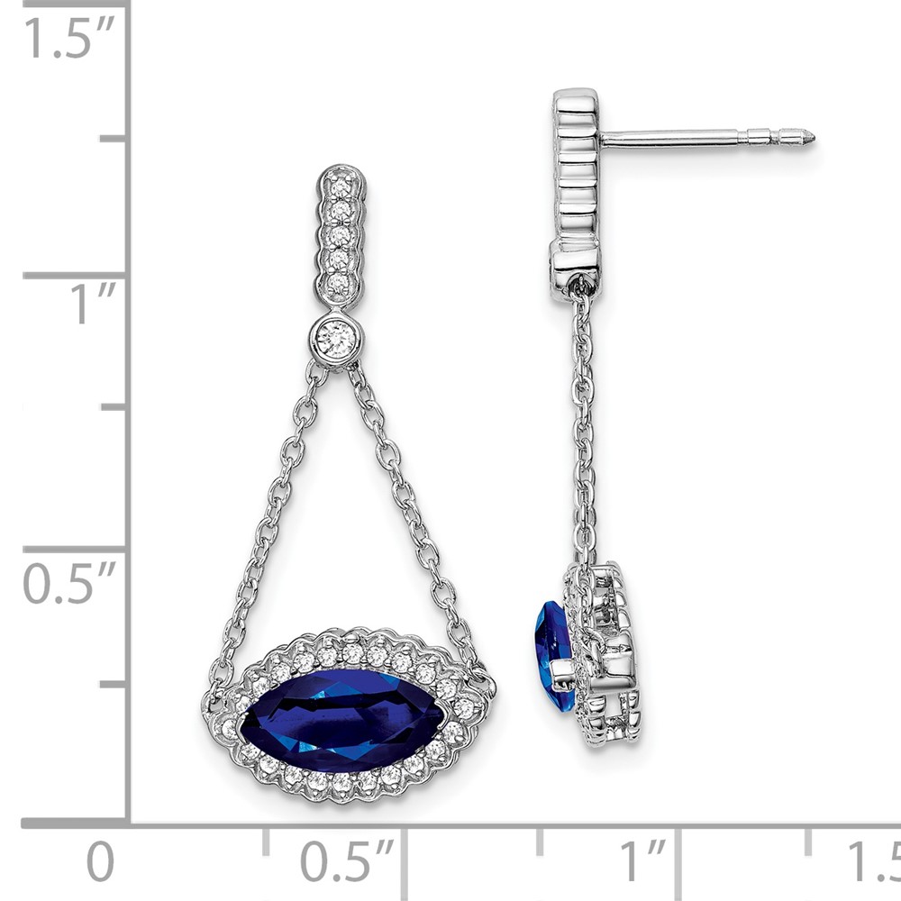 14k White Gold Marquise Created Sapphire and Diamond Earrings (EM7229-SA-033-WA)