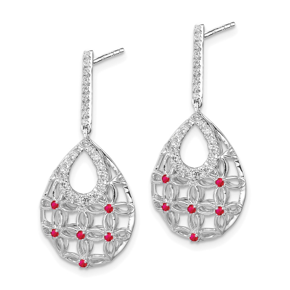 14k White Gold Ruby and Diamond Dangle Earrings (EM7251-RU-033-WA)