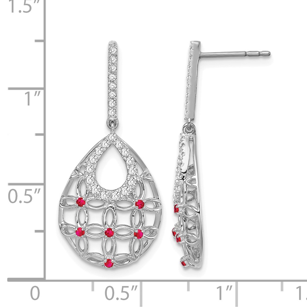 14k White Gold Ruby and Diamond Dangle Earrings (EM7251-RU-033-WA)