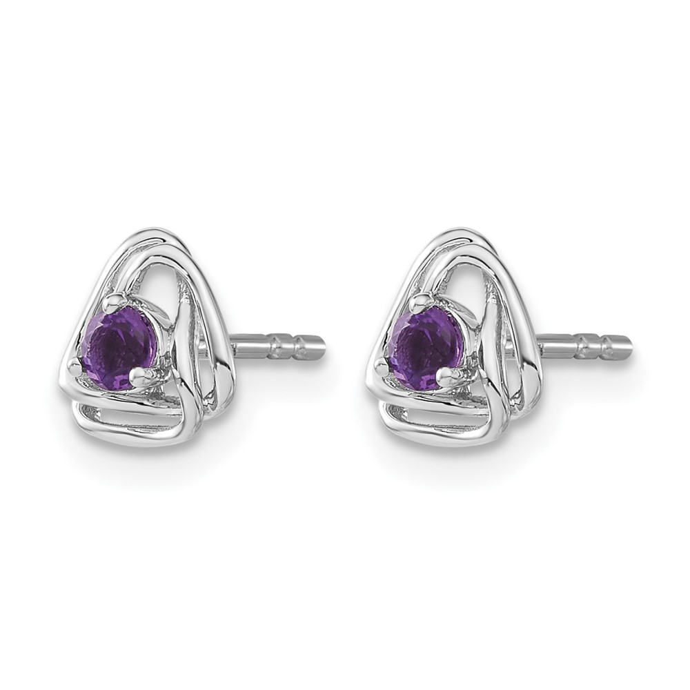 14k White Gold Amethyst Post Earrings (EM7395-AM-W)