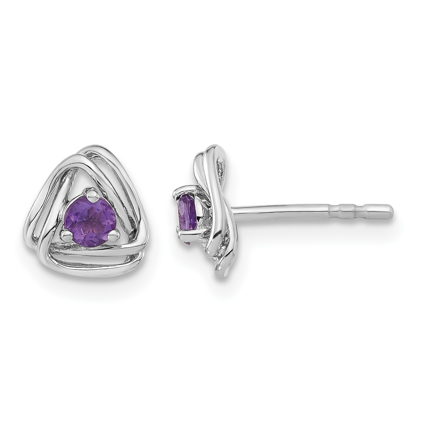 14k White Gold Amethyst Post Earrings (EM7395-AM-W)