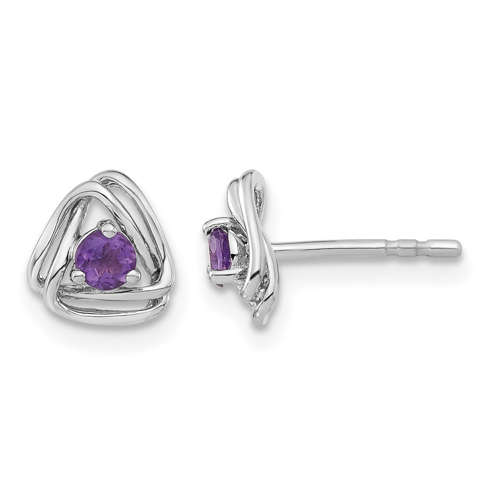 14k White Gold Amethyst Post Earrings (EM7395-AM-W)