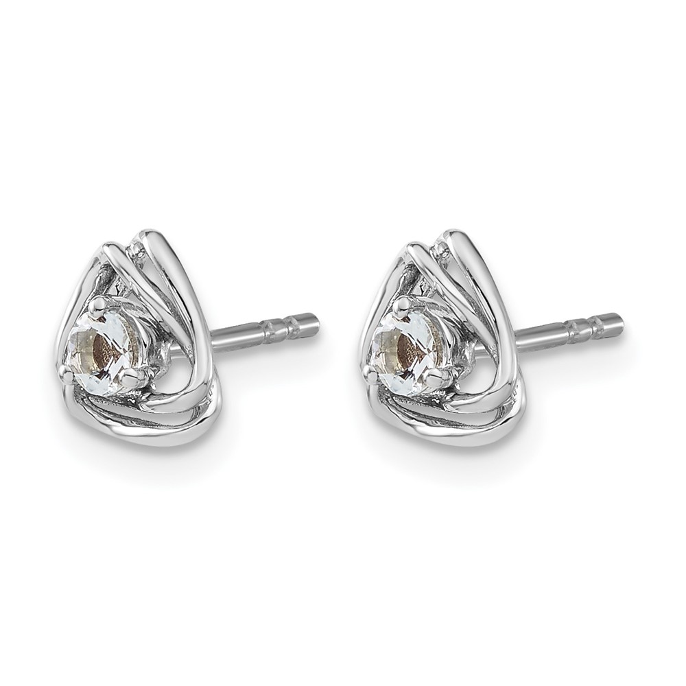 14k White Gold Aquamarine Post Earrings (EM7395-AQ-W)