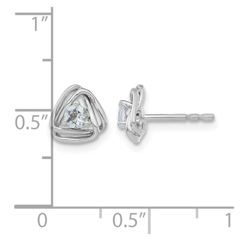 14k White Gold Aquamarine Post Earrings (EM7395-AQ-W)