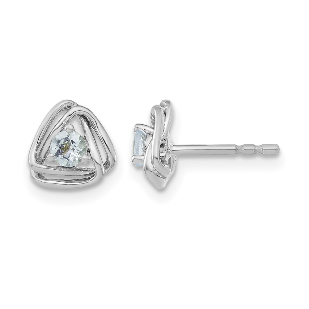 14k White Gold Aquamarine Post Earrings (EM7395-AQ-W)
