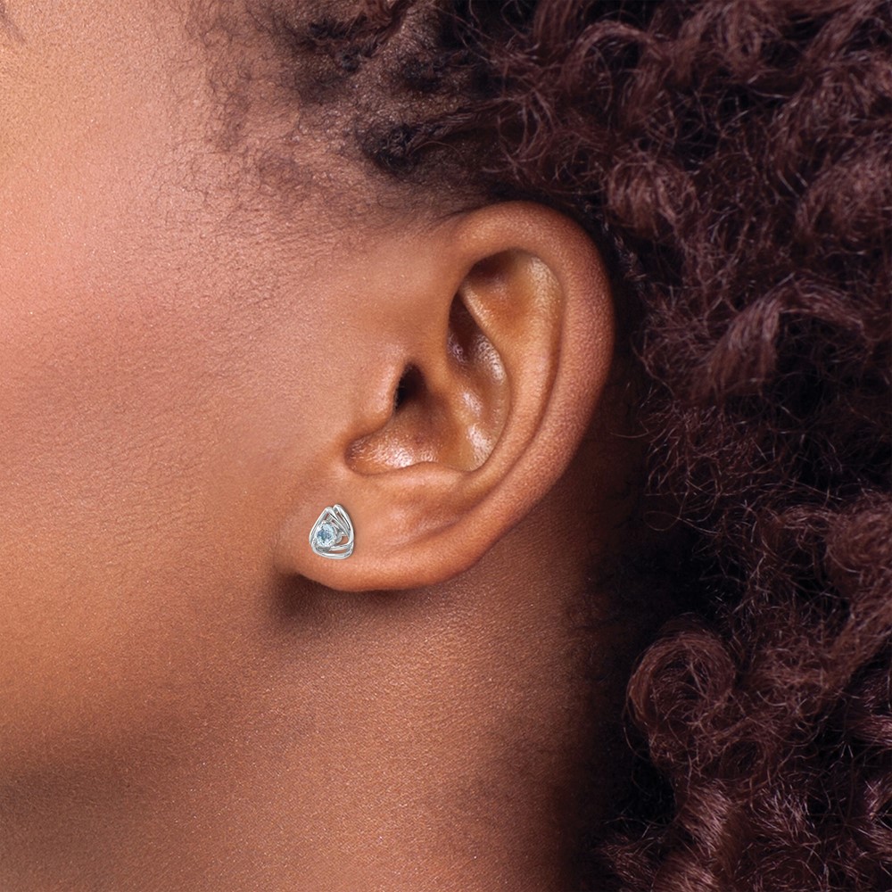 14k White Gold Blue Topaz Post Earrings (EM7395-BT-W)
