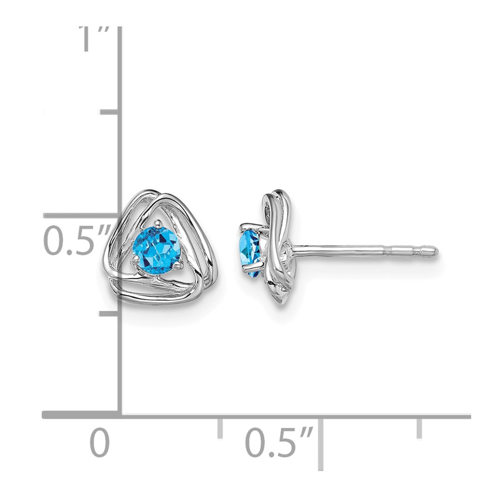 14k White Gold Blue Topaz Post Earrings (EM7395-BT-W)