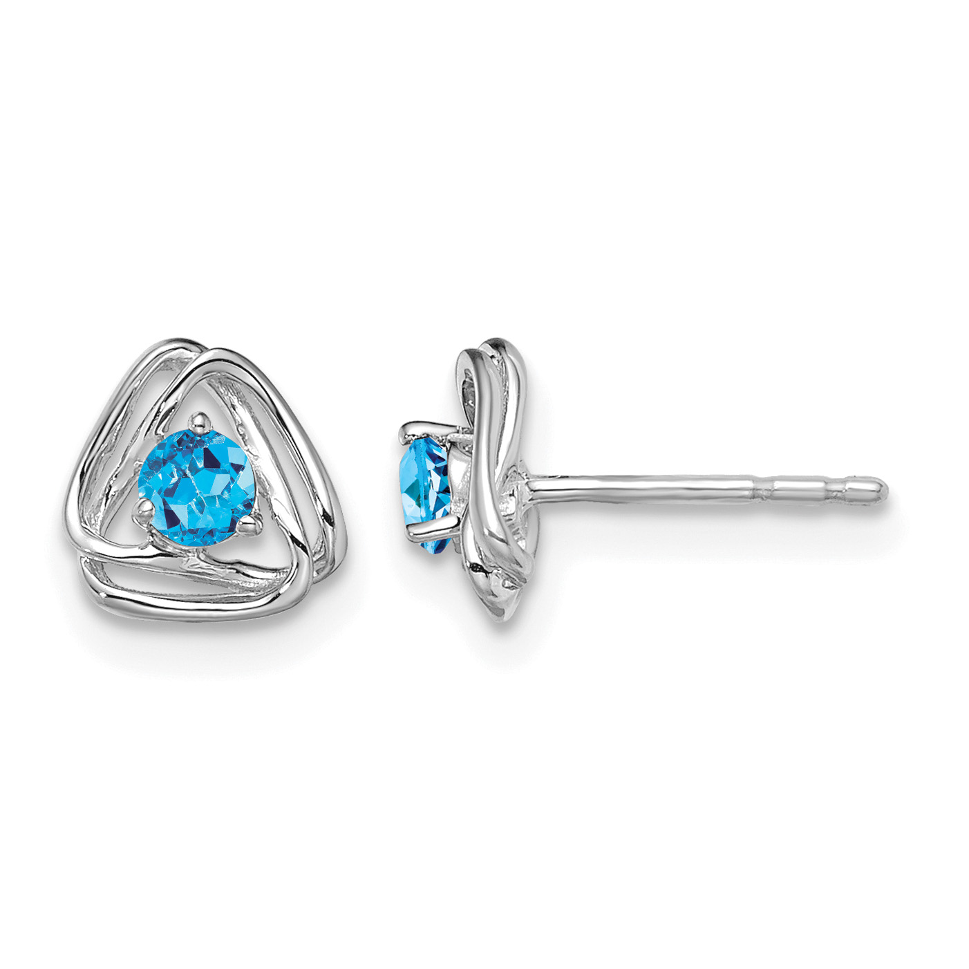 14k White Gold Blue Topaz Post Earrings (EM7395-BT-W)