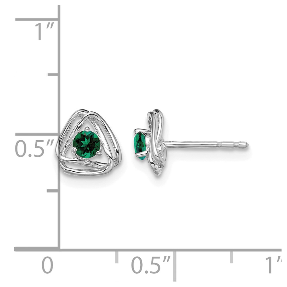 14k White Gold Created Emerald Post Earrings (EM7395-CEM-W)