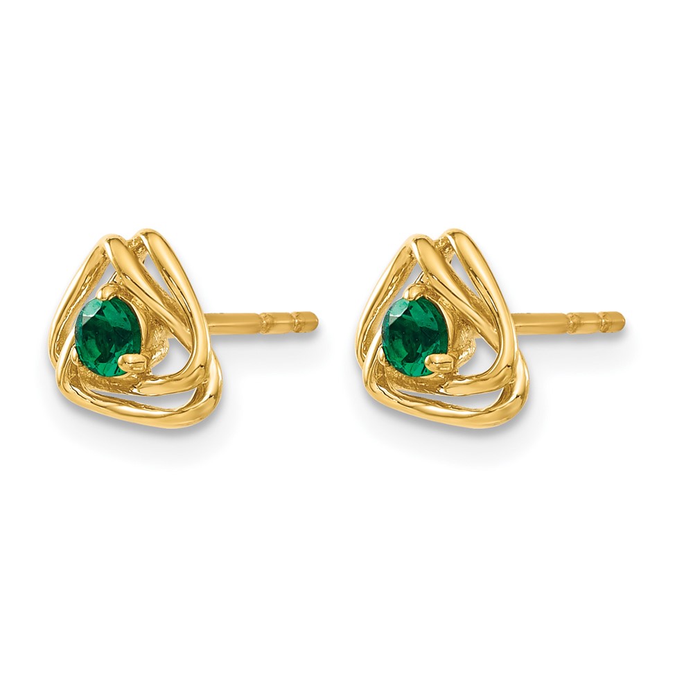 14k Created Emerald Post Earrings (EM7395-CEM-Y)
