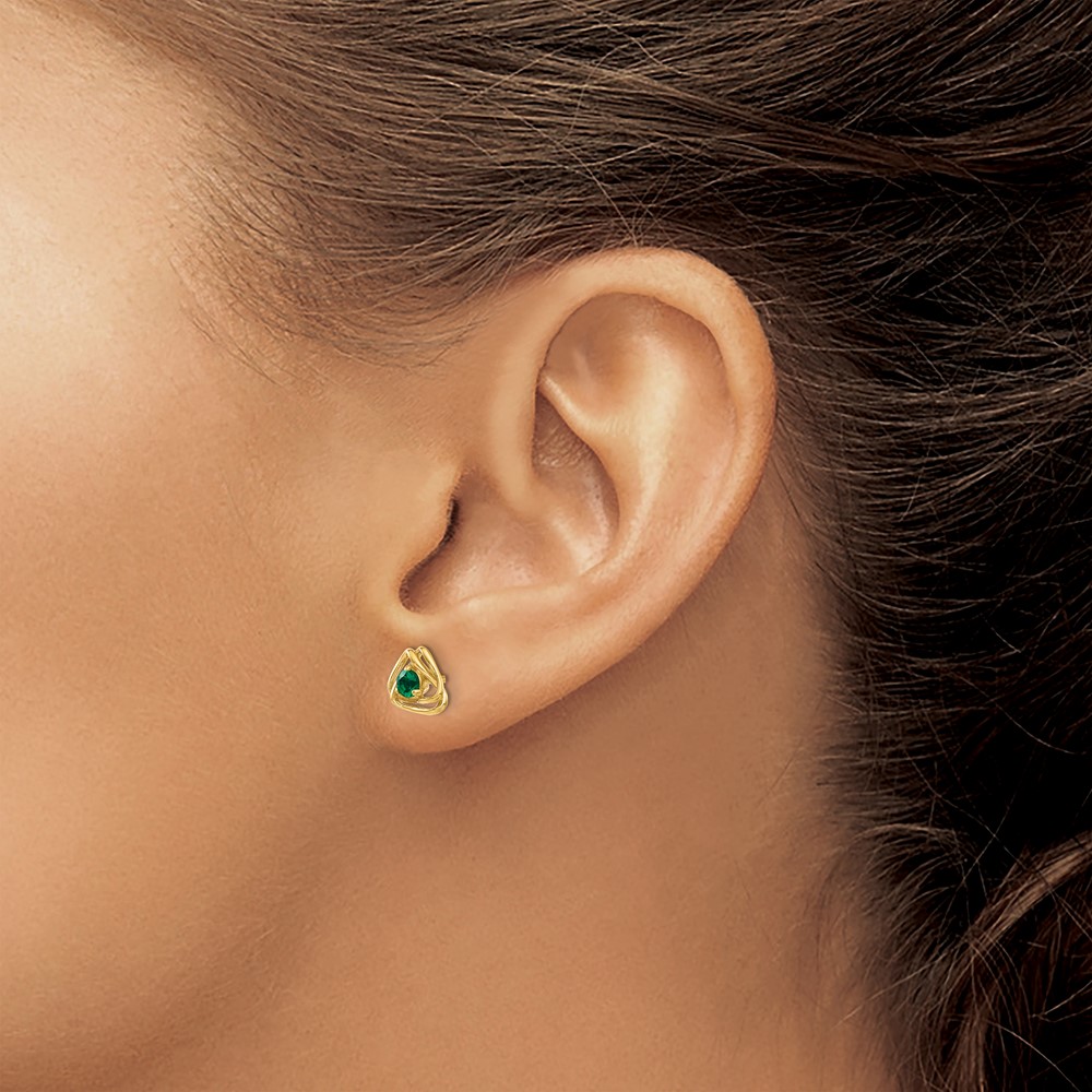 14k Created Emerald Post Earrings (EM7395-CEM-Y)