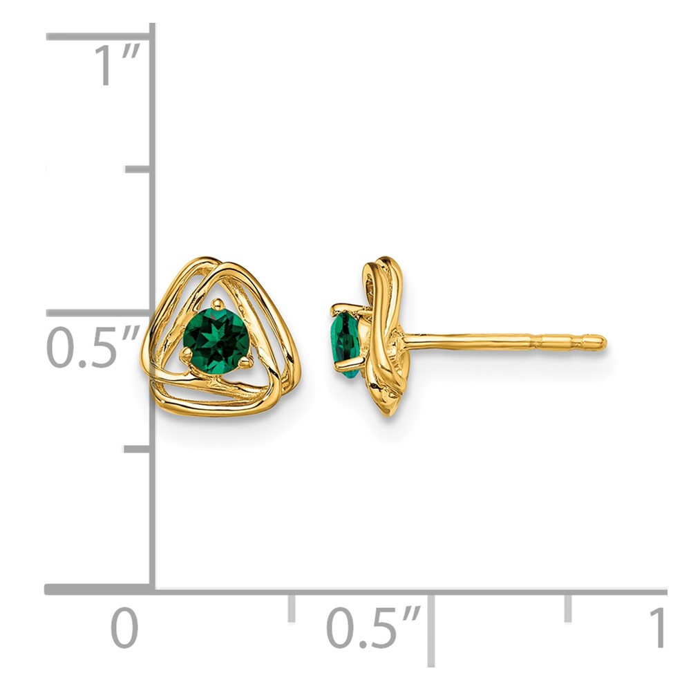 14k Created Emerald Post Earrings (EM7395-CEM-Y)