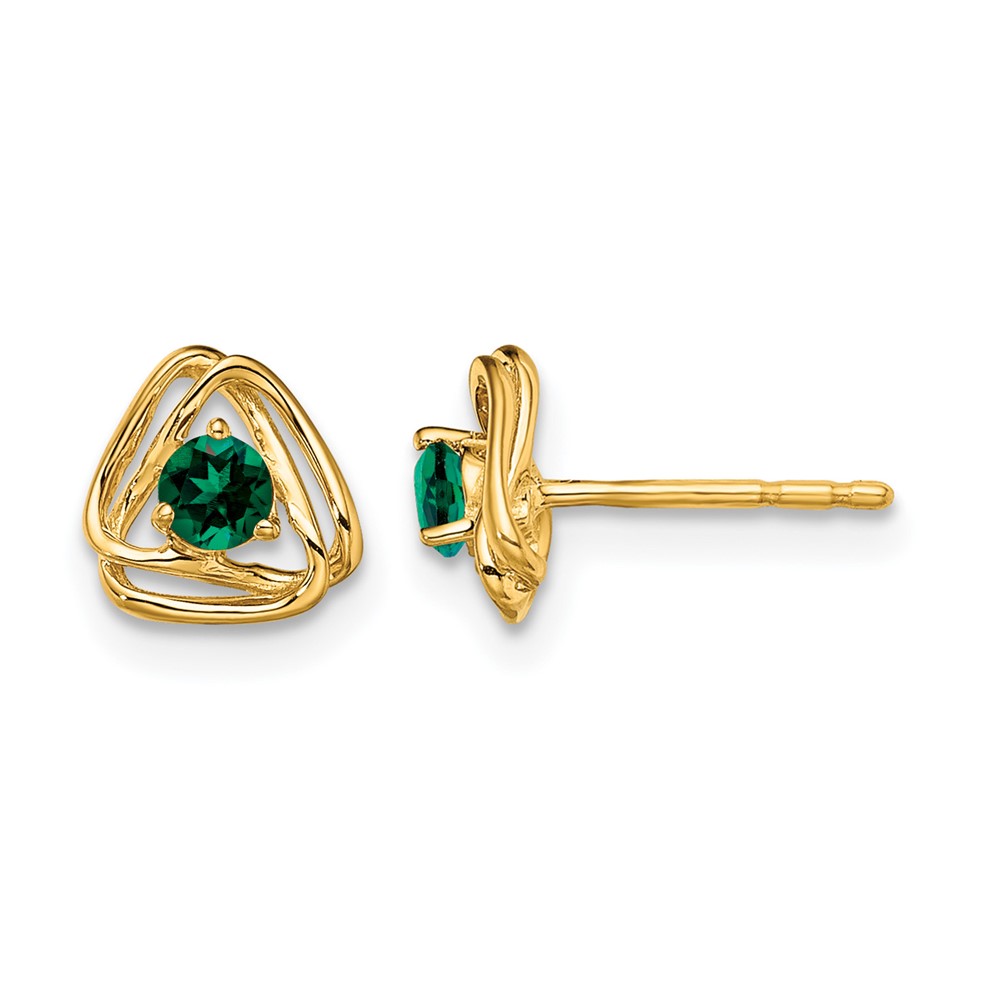 14k Created Emerald Post Earrings (EM7395-CEM-Y)