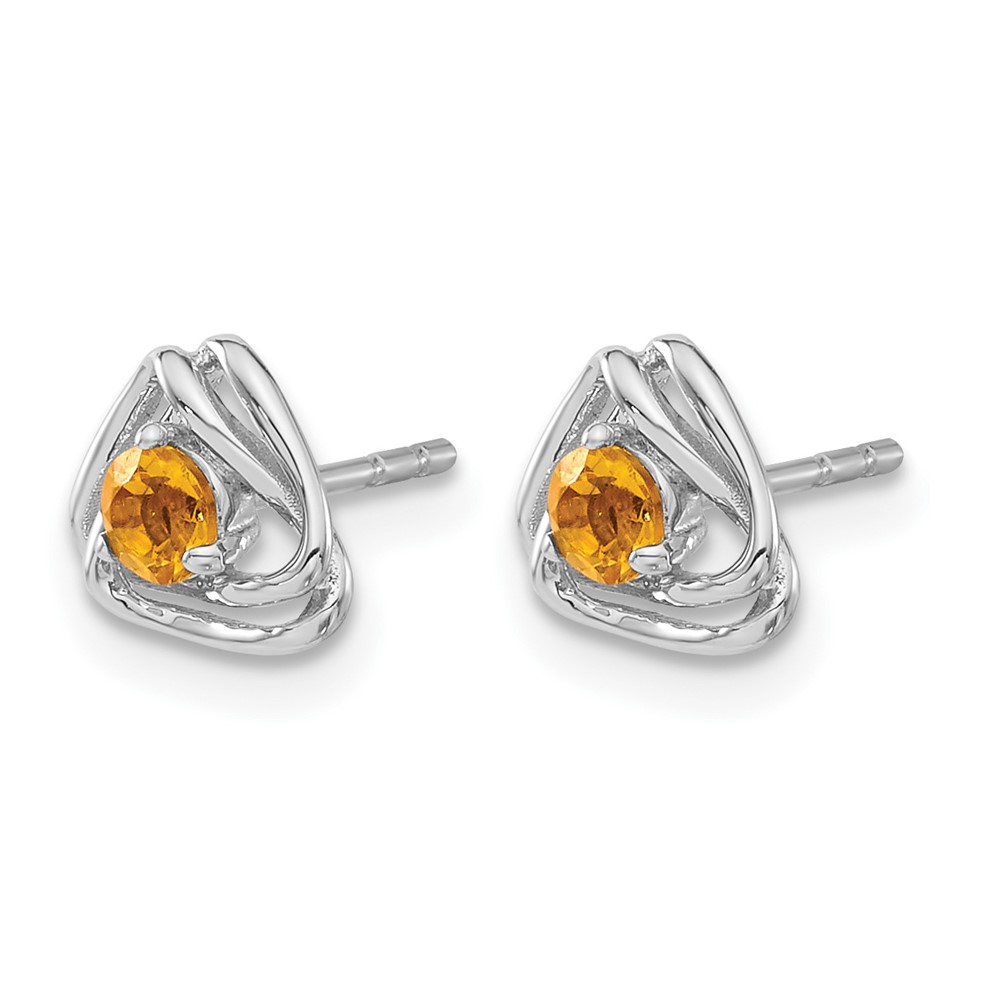 14k White Gold Citrine Post Earrings (EM7395-CI-W)