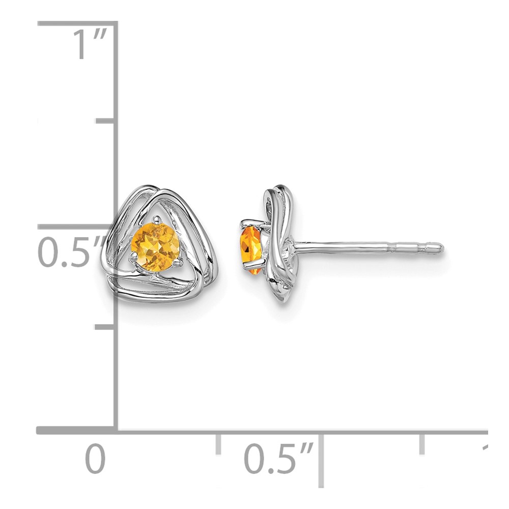 14k White Gold Citrine Post Earrings (EM7395-CI-W)