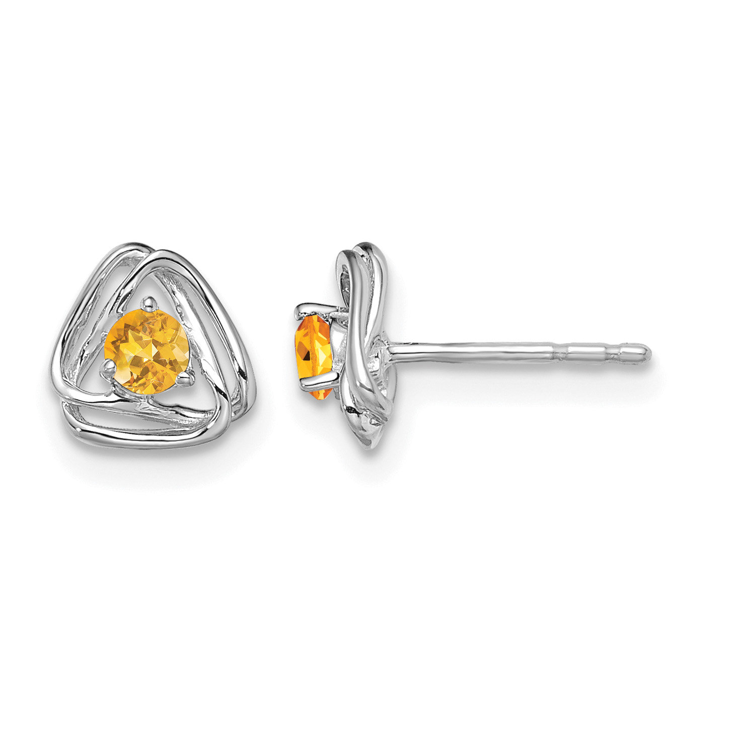 14k White Gold Citrine Post Earrings (EM7395-CI-W)