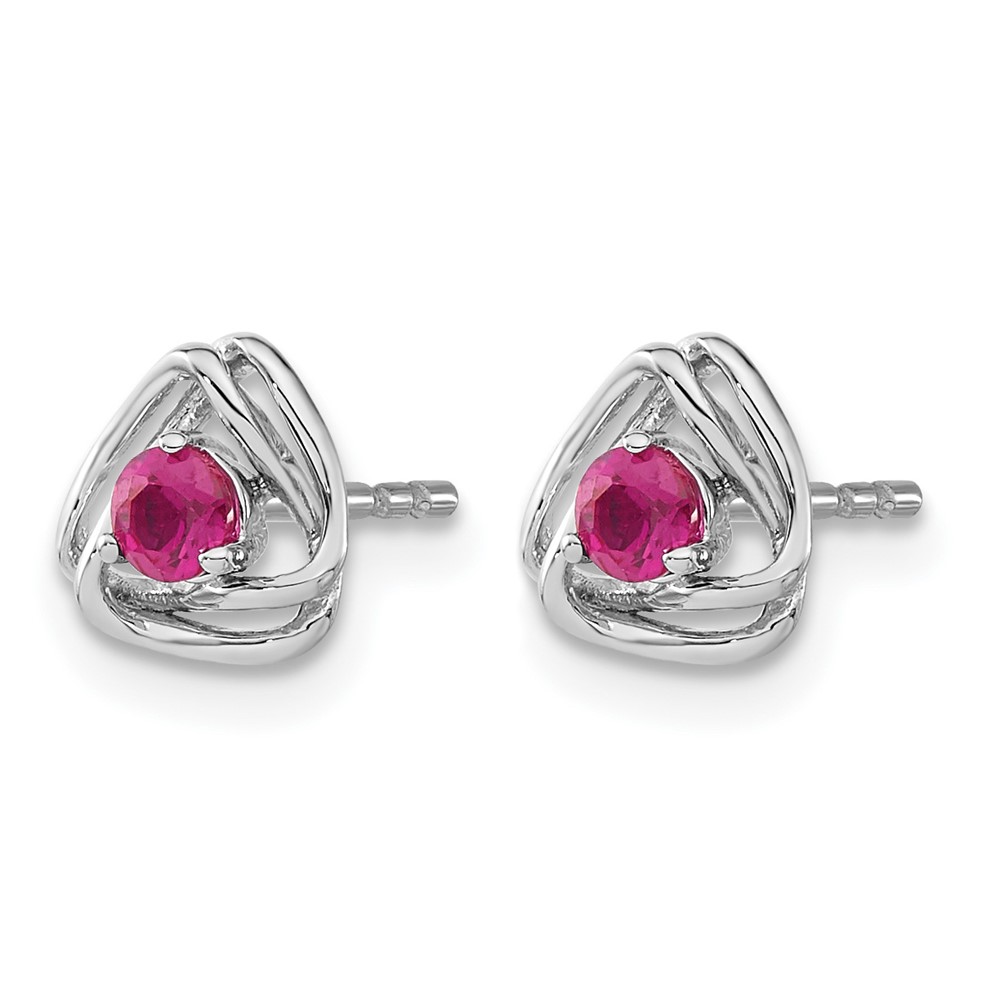 14k White Gold Created Ruby Post Earrings (EM7395-CRU-W)