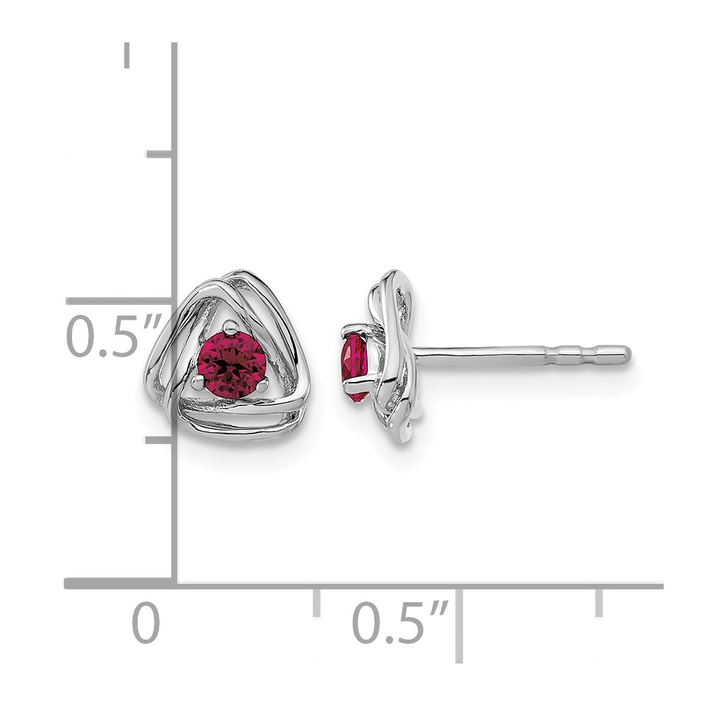 14k White Gold Created Ruby Post Earrings (EM7395-CRU-W)