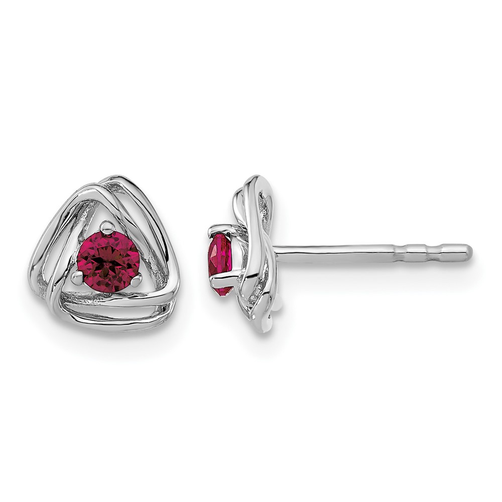 14k White Gold Created Ruby Post Earrings (EM7395-CRU-W)